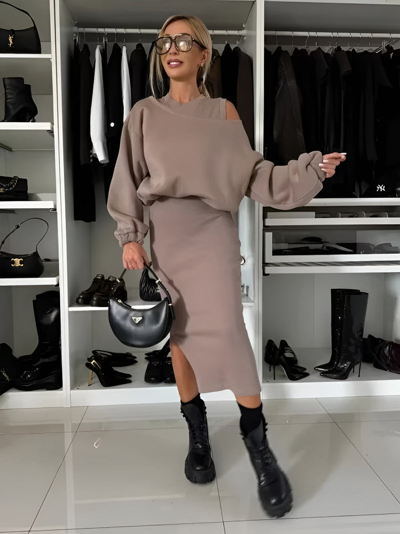 Aria™ - Conjunto Elegante de Dos Piezas (Vestido + Suéter)