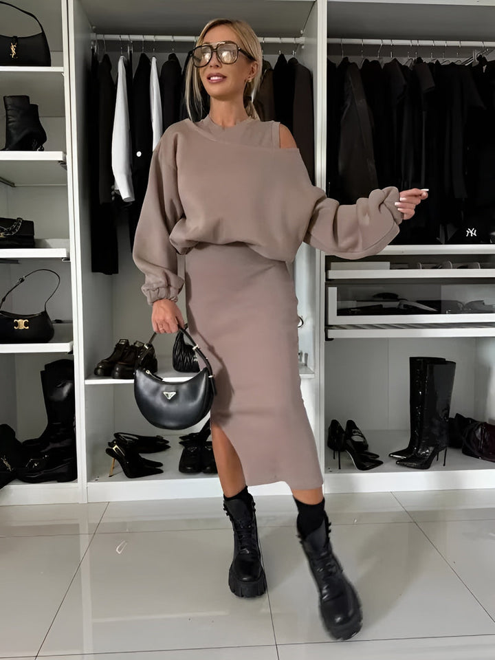 Aria™ - Conjunto Elegante de Dos Piezas (Vestido + Suéter)