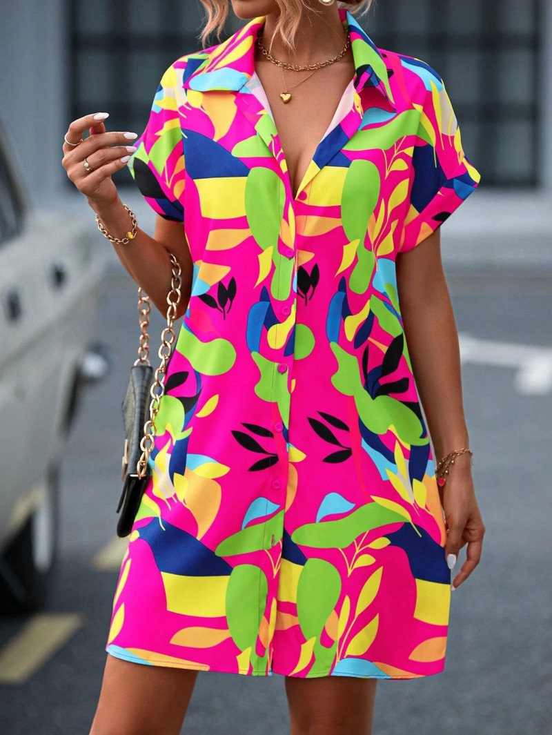 Tiana - Vestido con Botones Estampado