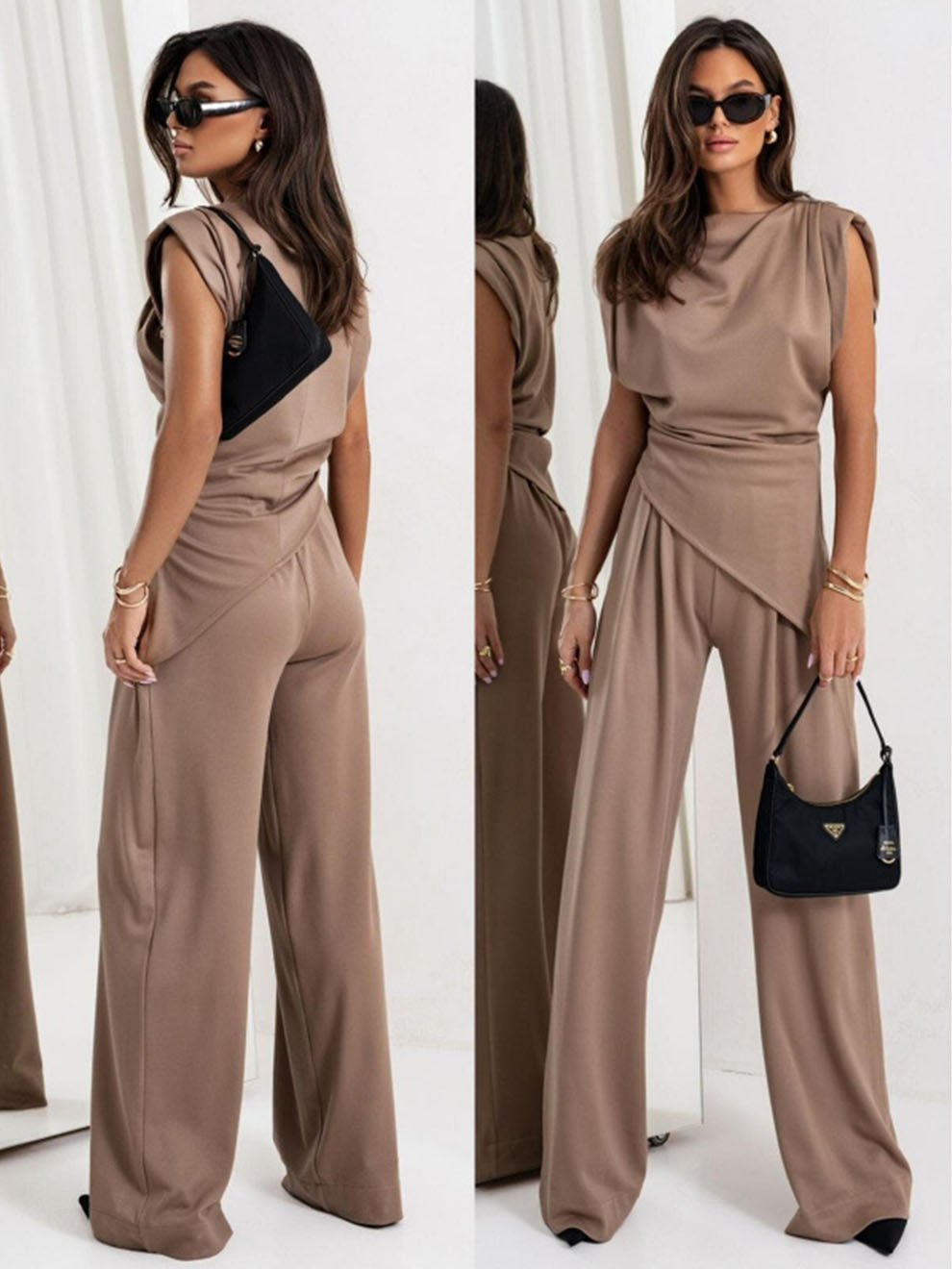 DOLLY - CONJUNTO DE TANK TOP PLISADO Y PANTALÓN