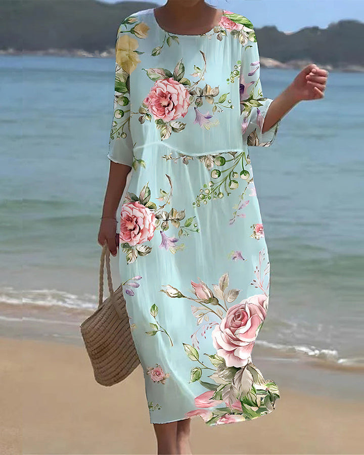 MARISOL - VESTIDO MODERNO ELEGANTE CON FLORES