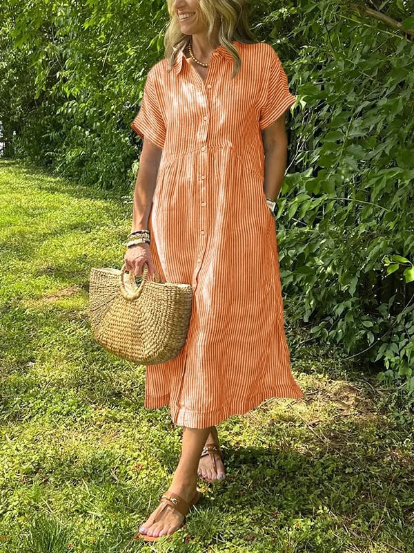 JOVIE - VESTIDO MAXI CLÁSICO ELEGANTE A RAYAS