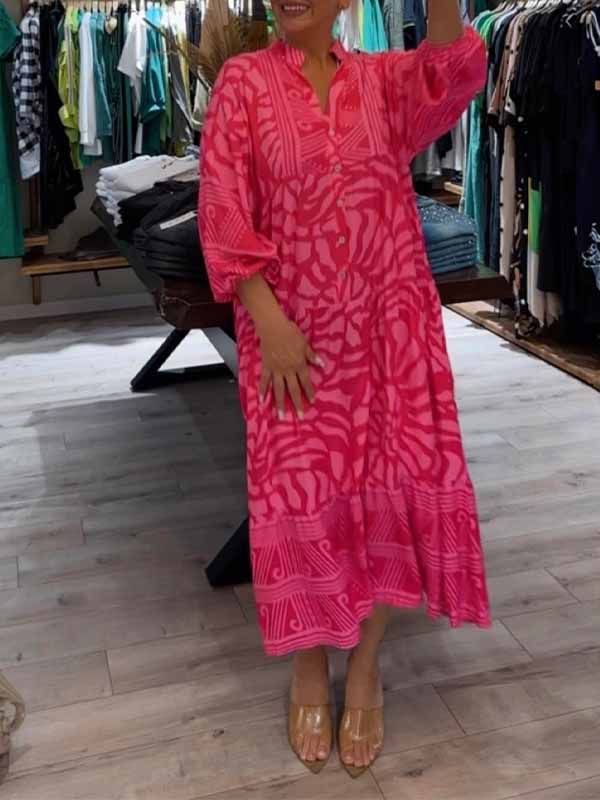 HAZEL - VESTIDO CON CUELLO EN V Y ESTAMPADO