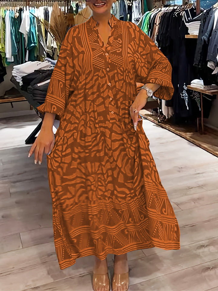 HAZEL - VESTIDO CON CUELLO EN V Y ESTAMPADO