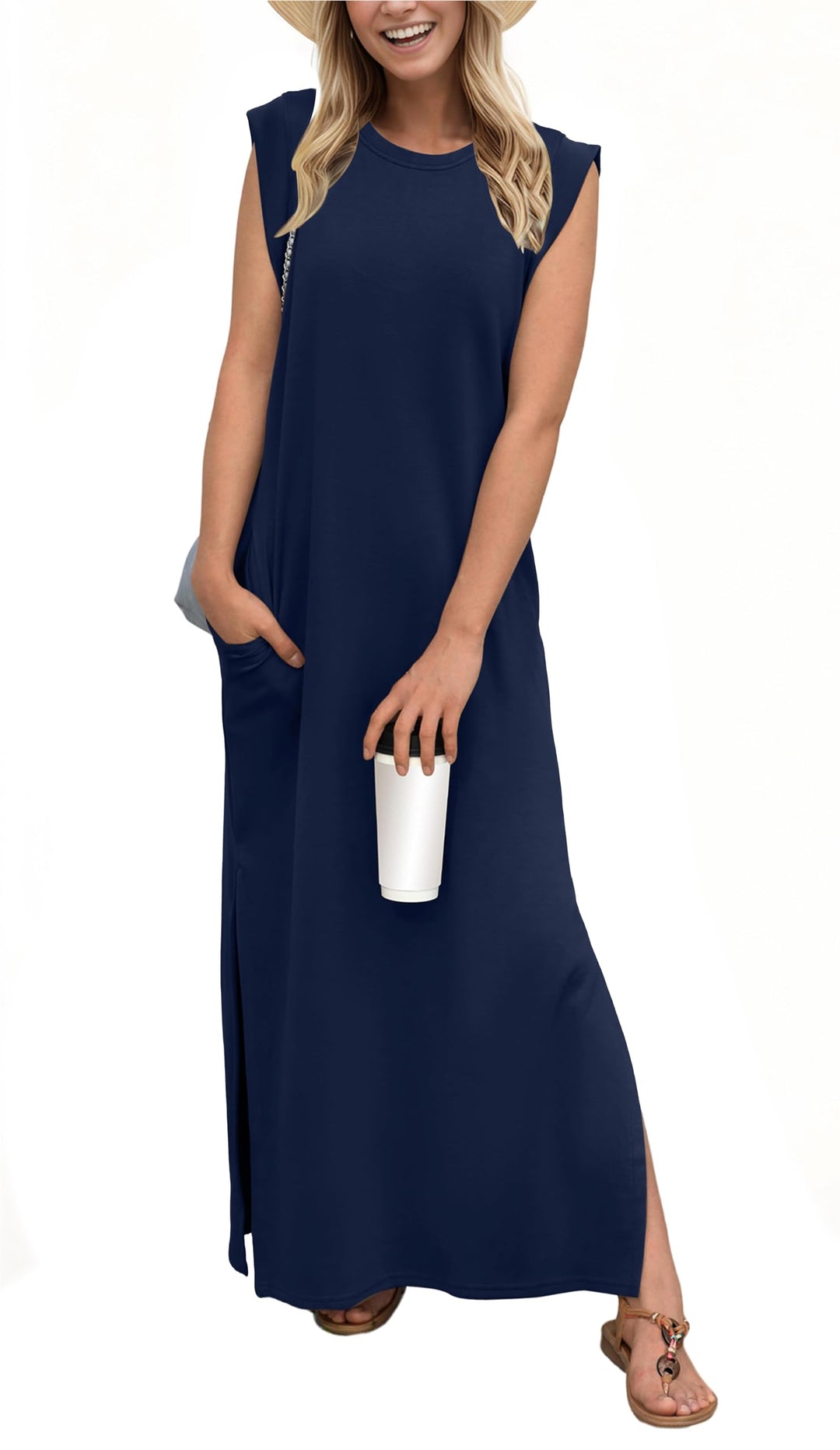 NINALEE - VESTIDO MAXI DIVIDIDO DE FLUJO RELAJADO