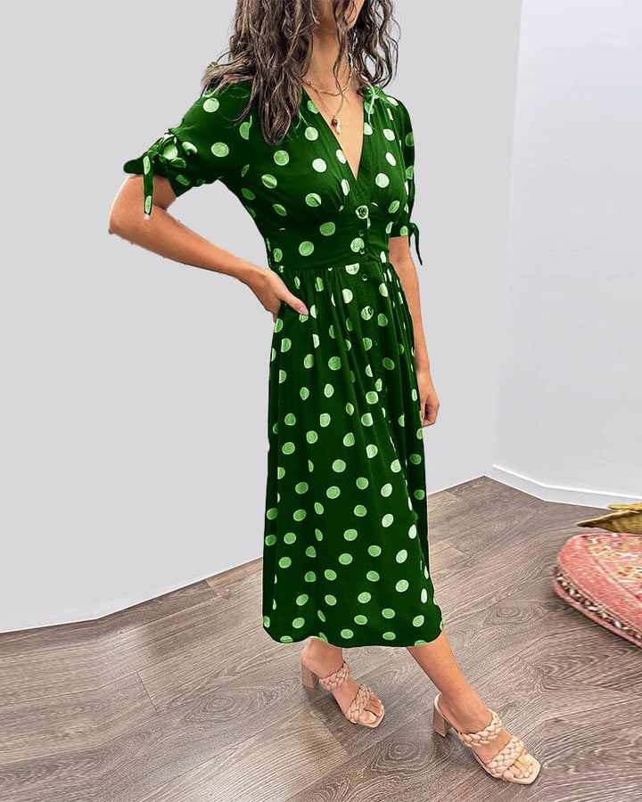 SAINTCLAIR - VESTIDO SWEETHEART CON ESCOTE EN V PROFUNDO Y LUNARES