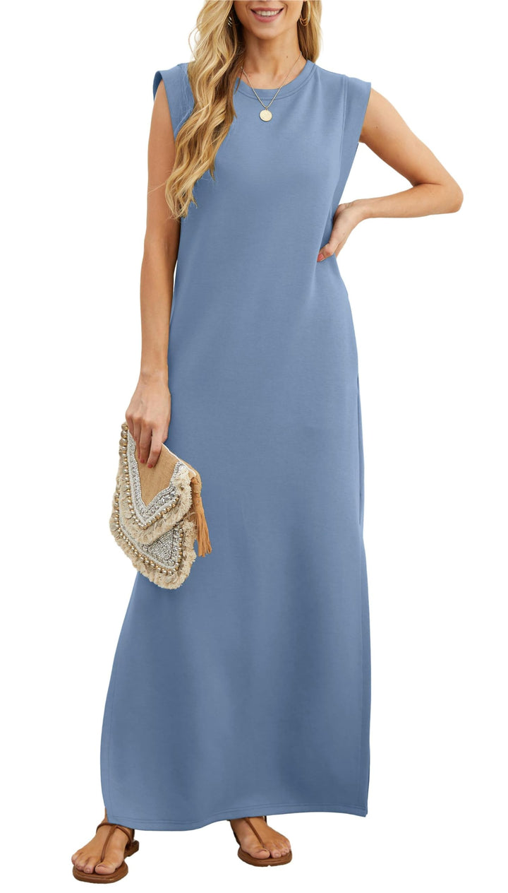 FINLEY - VESTIDO MAXI SIN ARRUGAS DE ELEGANCIA RELAJADA