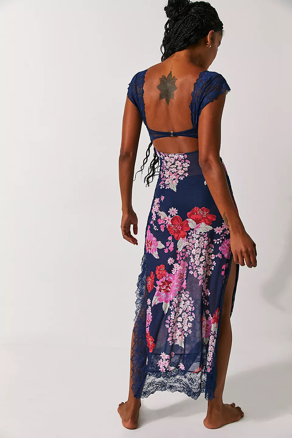 BERNICE - IMPRESIONANTE VESTIDO LARGO DE TIRANTES CON ESTAMPADO FLORAL