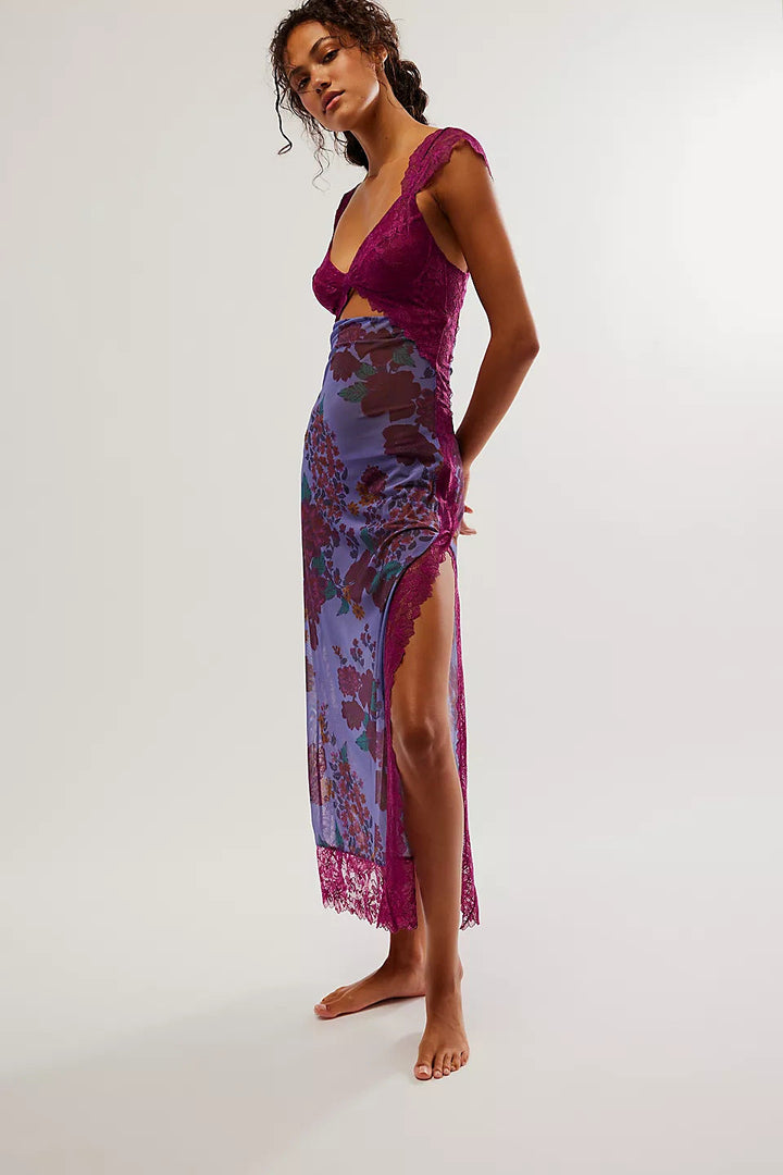 BERNICE - IMPRESIONANTE VESTIDO LARGO DE TIRANTES CON ESTAMPADO FLORAL