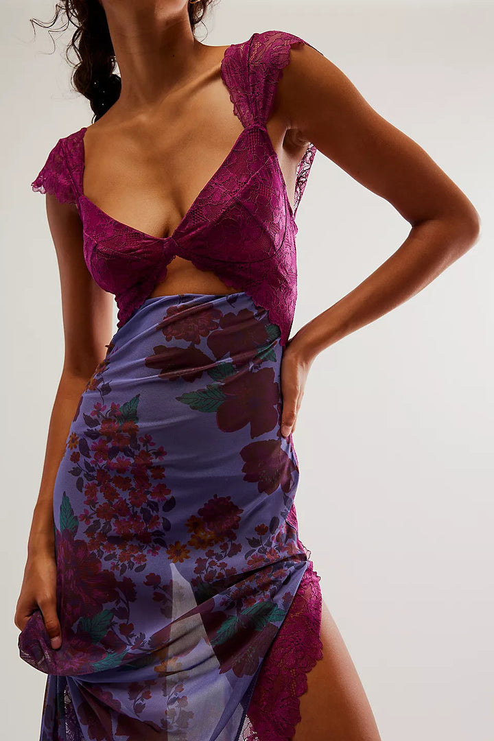 BERNICE - IMPRESIONANTE VESTIDO LARGO DE TIRANTES CON ESTAMPADO FLORAL