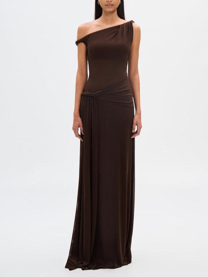 UDESSA - VESTIDO MAXI TEJIDO TEXTURIZADO MOCHA
