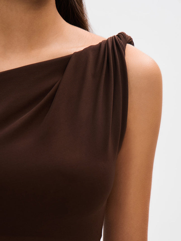 UDESSA - VESTIDO MAXI TEJIDO TEXTURIZADO MOCHA