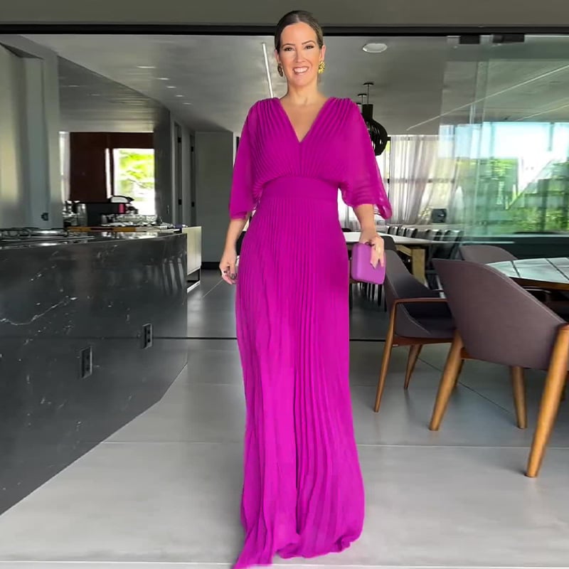 KOHLE - VESTIDO ELEGANTE CON MANGAS DRAPEADAS Y CINTURA
