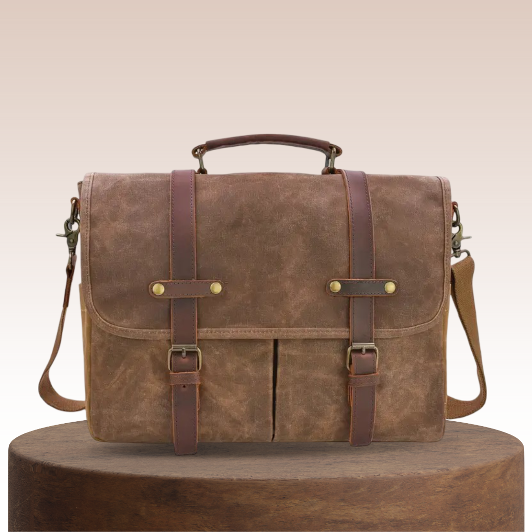 Noah | Bolsa Mensajera Vintage de Lona con Correas de Cuero