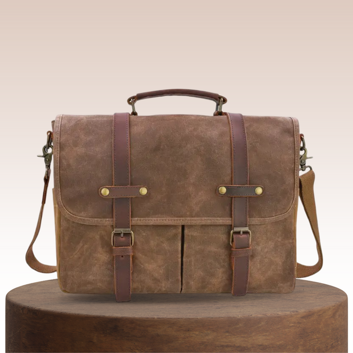 Noah | Bolsa Mensajera Vintage de Lona con Correas de Cuero