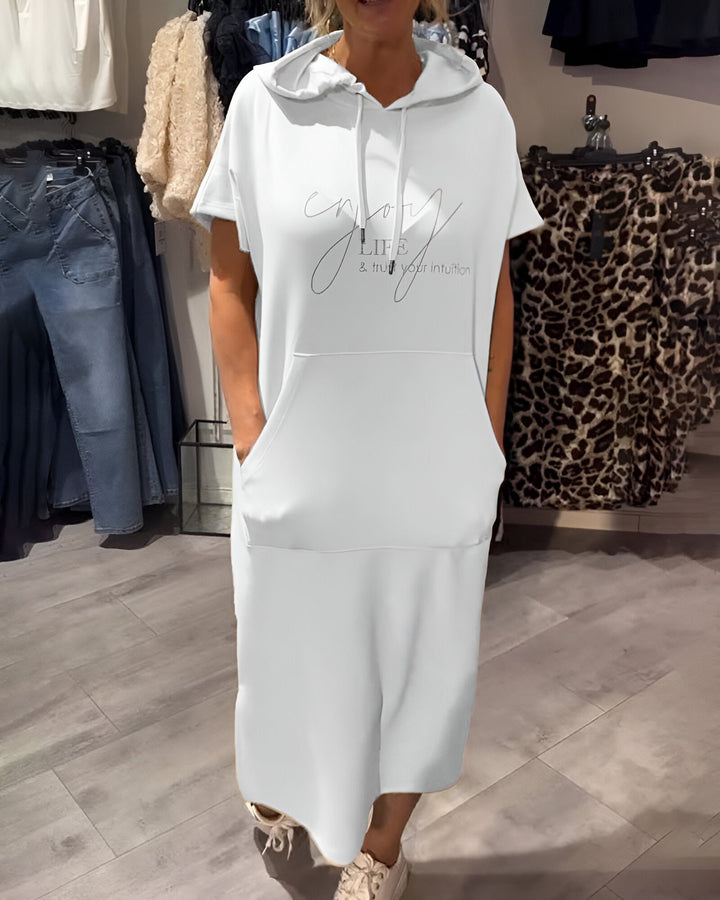 CECILLE - VESTIDO RELAJADO CON CAPUCHA PARA DESCANSAR