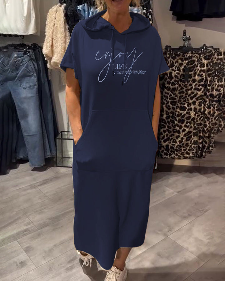 CECILLE - VESTIDO RELAJADO CON CAPUCHA PARA DESCANSAR