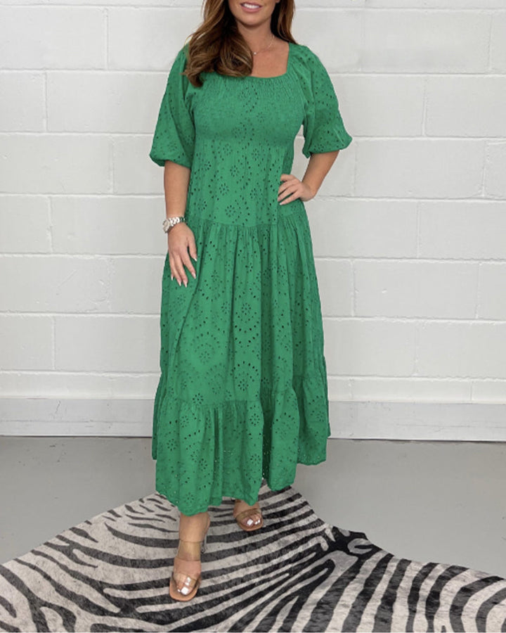 TASHA - VESTIDO SÓLIDO CON ESCOTE CUADRADO