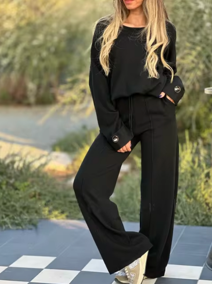 LAIDA - CONJUNTO DE LOUNGEWEAR DE PIERNA ANCHA