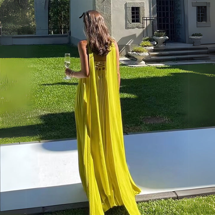 MOIRA - VESTIDO MAXI FORMAL PLISADO