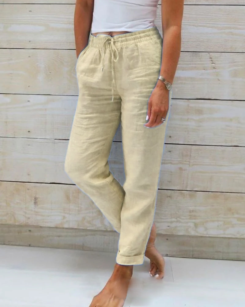 Allison | Pantalones a Medida de Algodón y Lino de Lujo