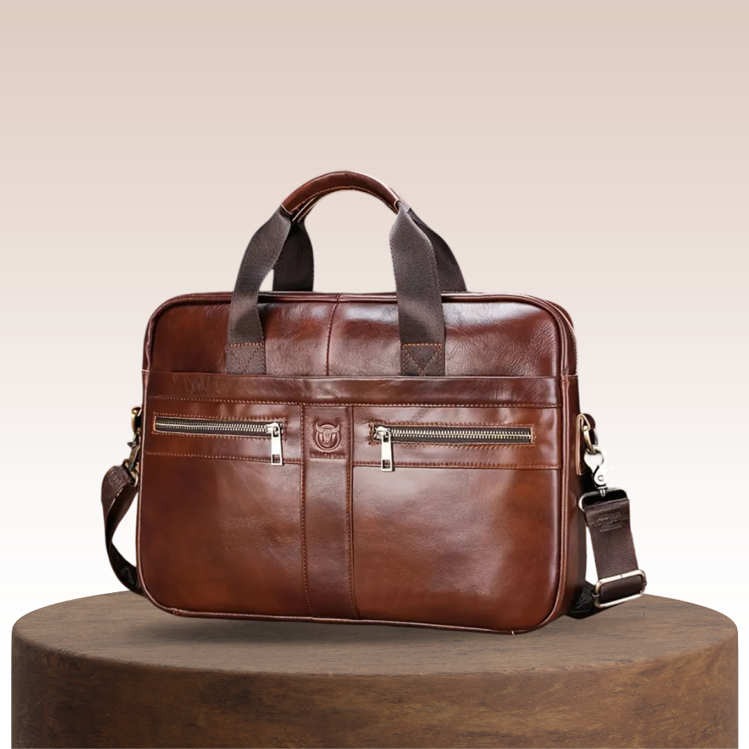 Preston | Elegante Maletín de Cuero para Trabajo con Doble Cremallera Frontal