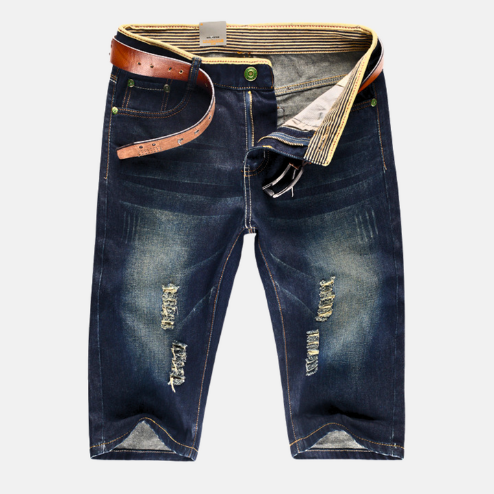 ELIAS - SHORTS DE MEZCLILLA CON BORDES DESGARRADOS