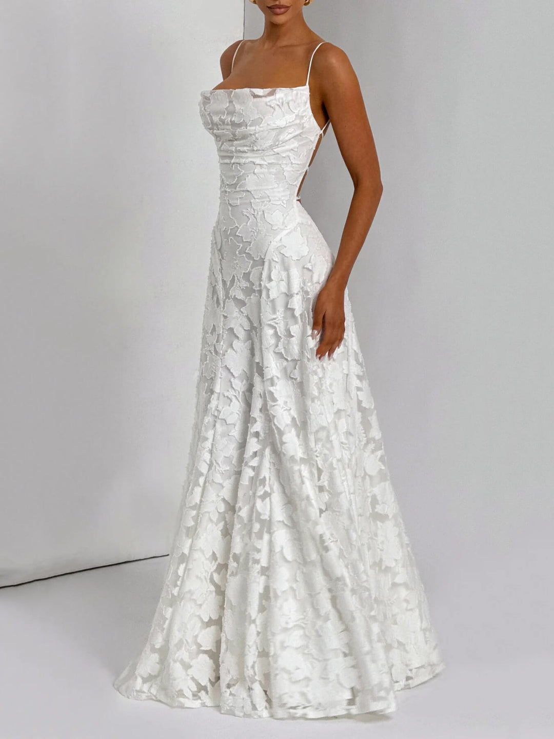 THEA - VESTIDO MAXI JACQUARD DE ELEGANCIA TEXTURIZADA