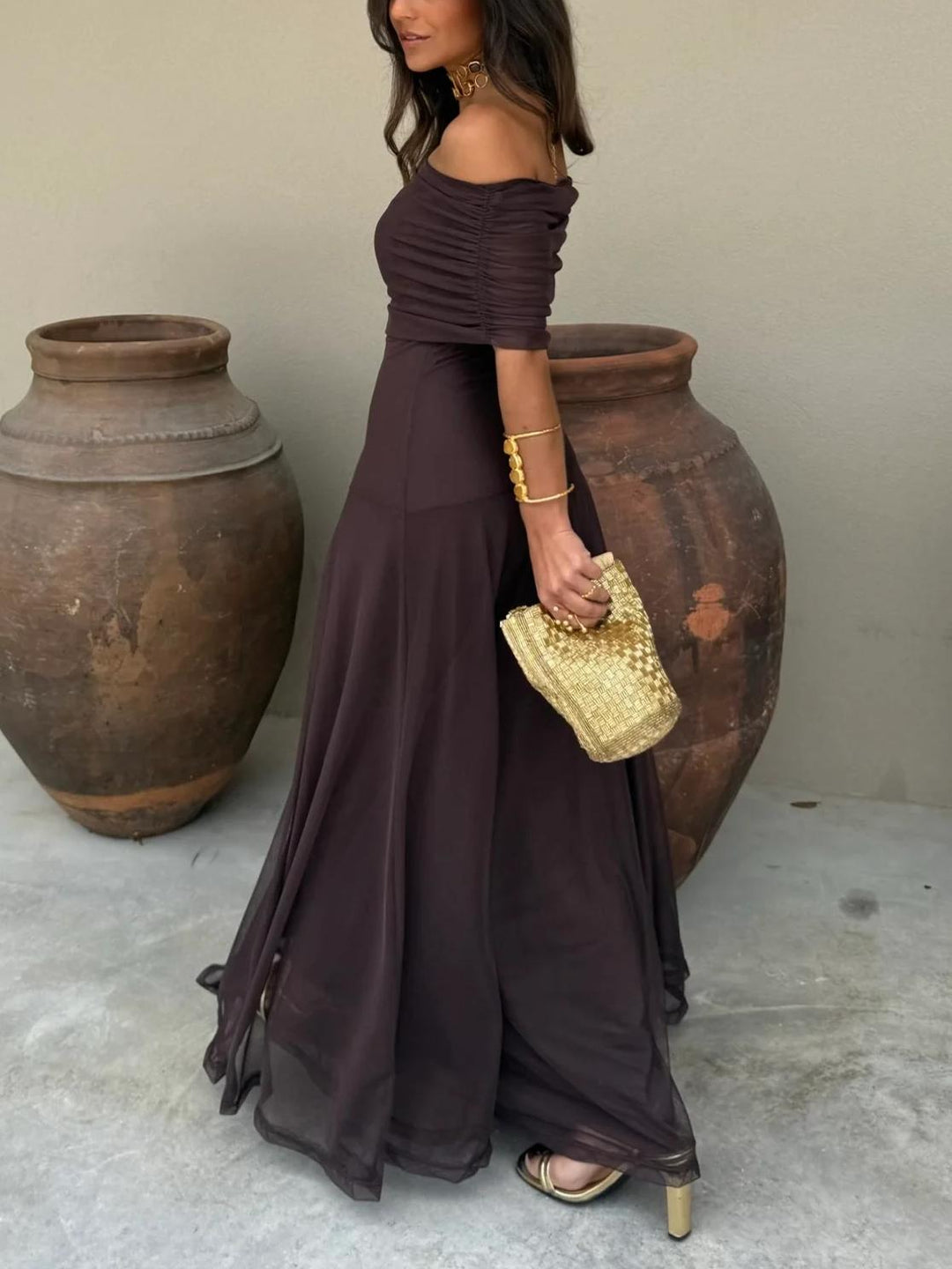 JAYLA - VESTIDO ASIMÉTRICO DE MALLA DE UN HOMBRO