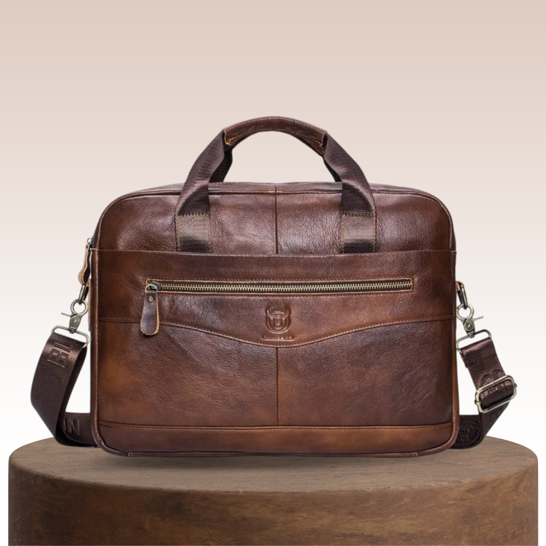 Mason | Bolsa Profesional de Cuero para Laptop con Detalle de Cierre Curvo