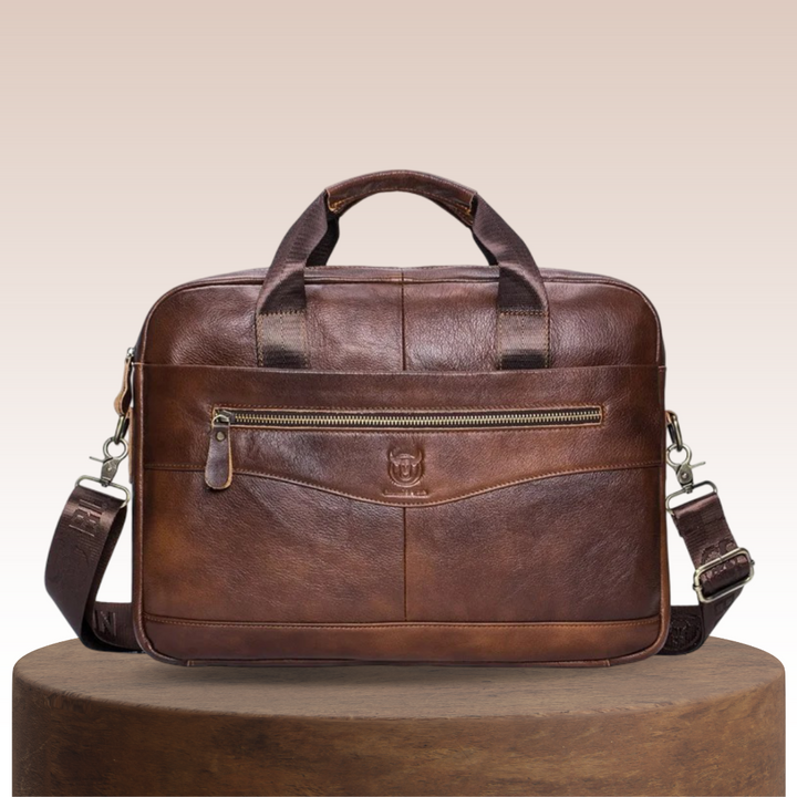 Mason | Bolsa Profesional de Cuero para Laptop con Detalle de Cierre Curvo