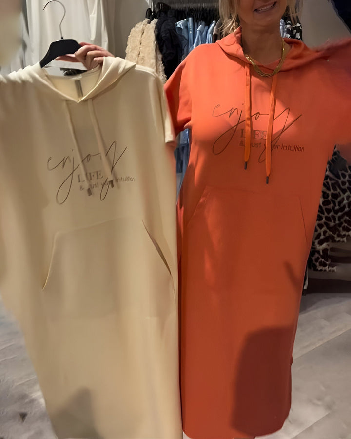 CECILLE - VESTIDO RELAJADO CON CAPUCHA PARA DESCANSAR
