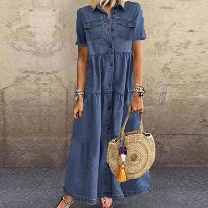 AIKO - VESTIDO DE MANGA CORTA DE AJUSTE RELAJADO CON BOLSILLOS