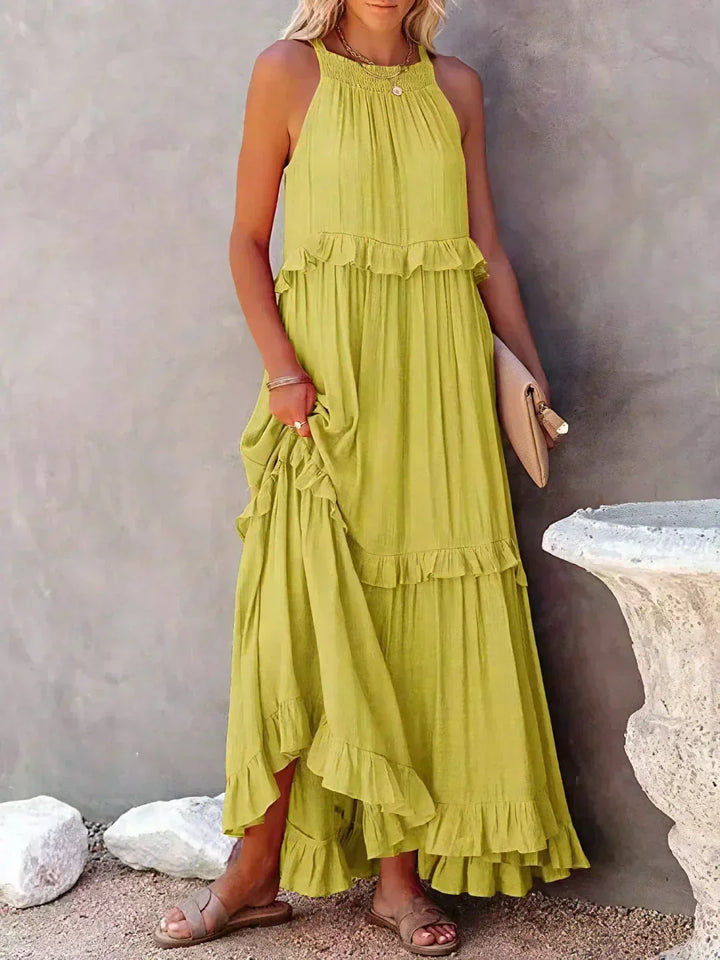 Emilia - Vestido Maxi Halter con Volantes