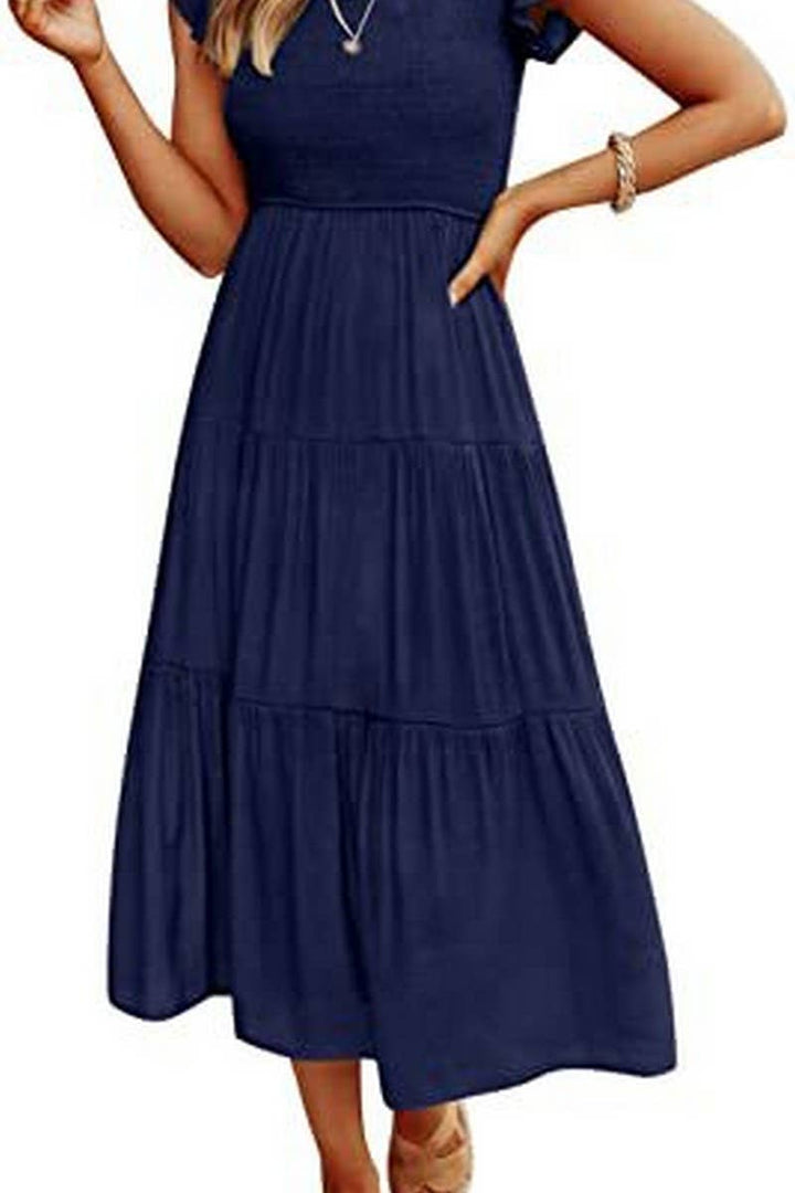 MARINEL - VESTIDO MIDI ELEGANTE FRUNCIDO