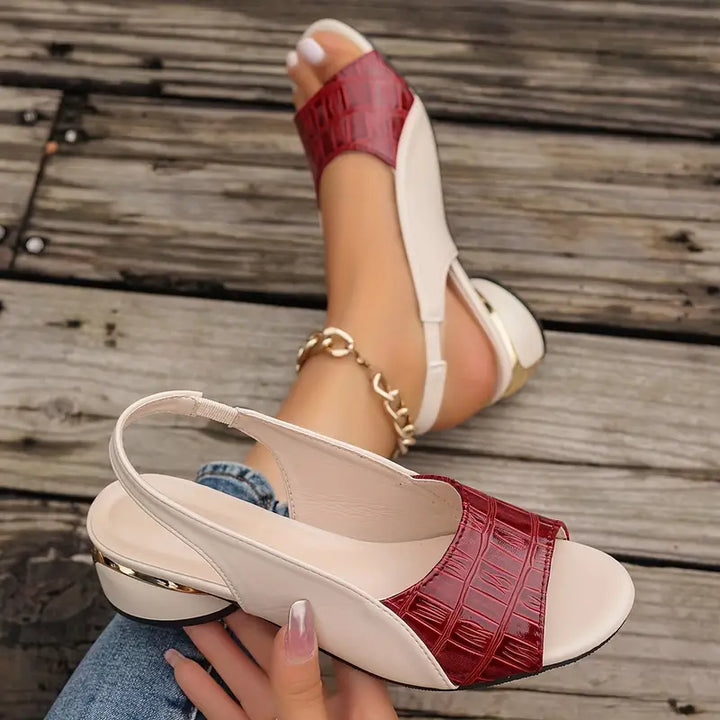 MAFIN - SANDALIAS ELEGANTES DE CUERO CON TACÓN BLOQUE