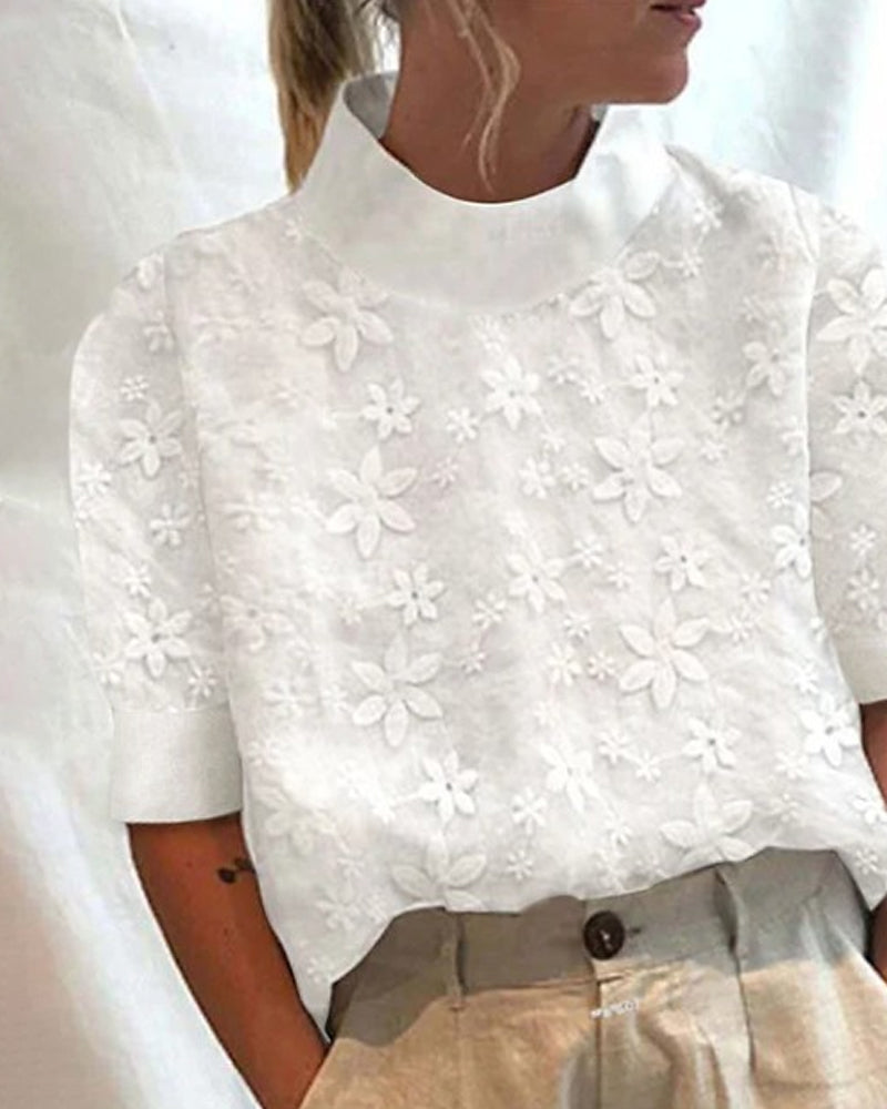 AMIE - BLUSA CON CUELLO ALTO BORDADO