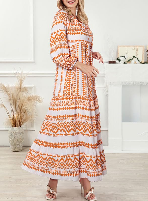 ROMINA - MAXI BOHO CHIC CON MANGAS ABULLONADAS