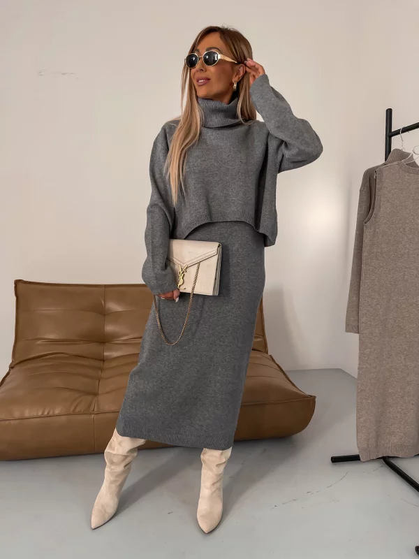 BARBARA - CONJUNTO DE VESTIDO MIDI Y SUÉTER