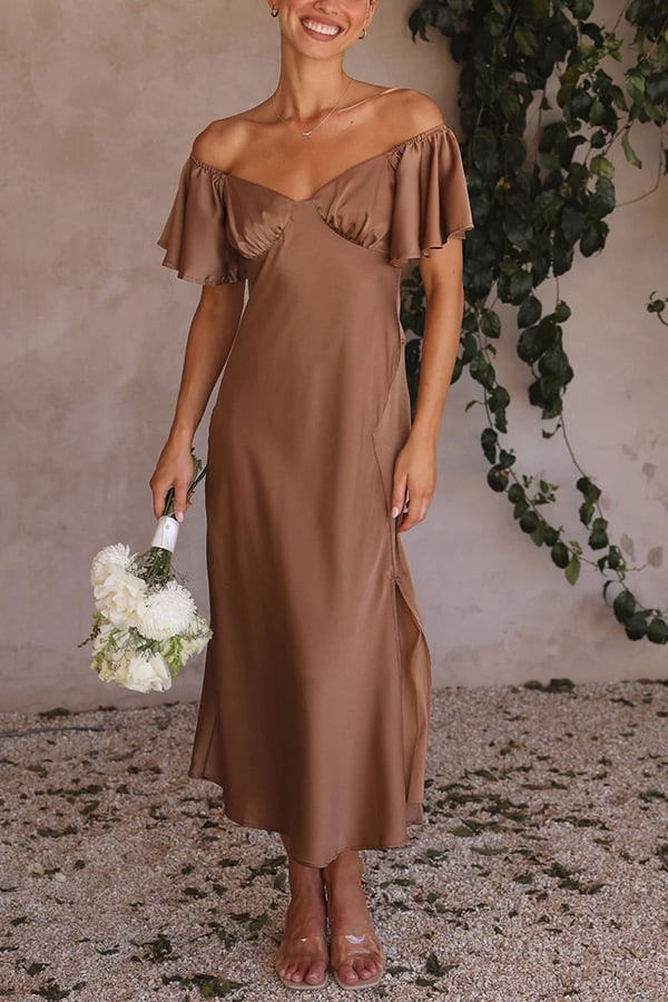 KAIA - VESTIDO SEXY DE SATÉN CON HOMBROS DESCUBIERTOS