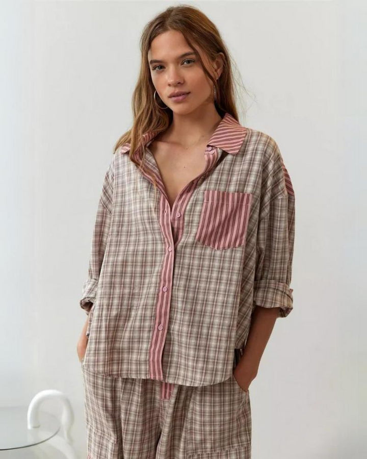 TARYN - CONJUNTO DE PIJAMA CÓMODO Y HOLGADO