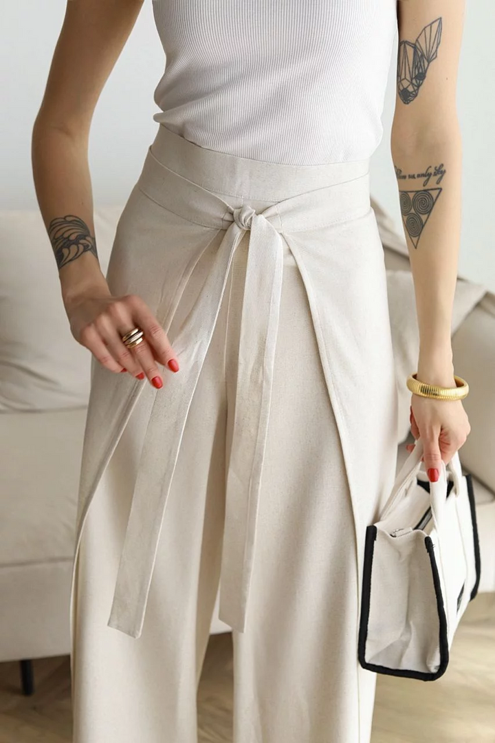 ROXY - PANTALONES DE LINO DE PIERNA ANCHA
