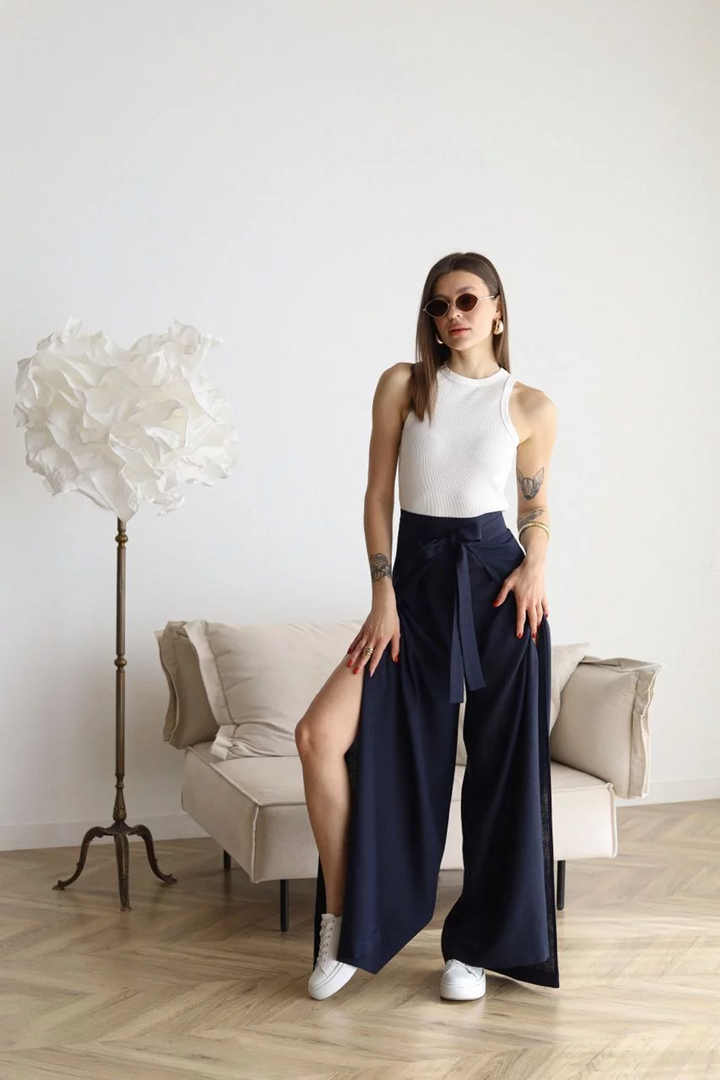 ROXY - PANTALONES DE LINO DE PIERNA ANCHA