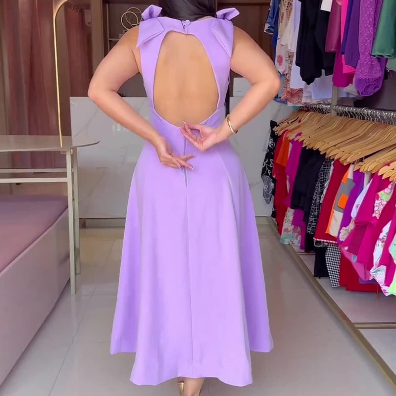 KENDALL - VESTIDO ELEGANTE SIN ESPALDA CON LAZO