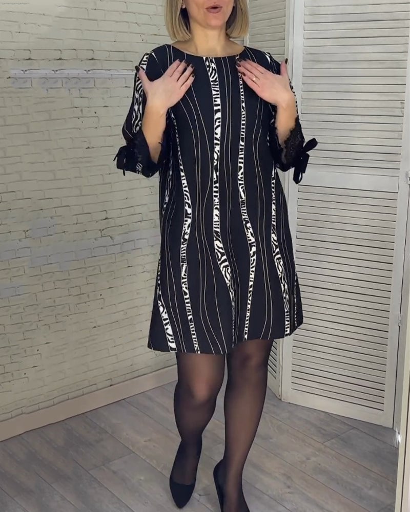 BLAKELY - VESTIDO CASUAL DE VERANO A RAYAS DE LONGITUD MEDIA