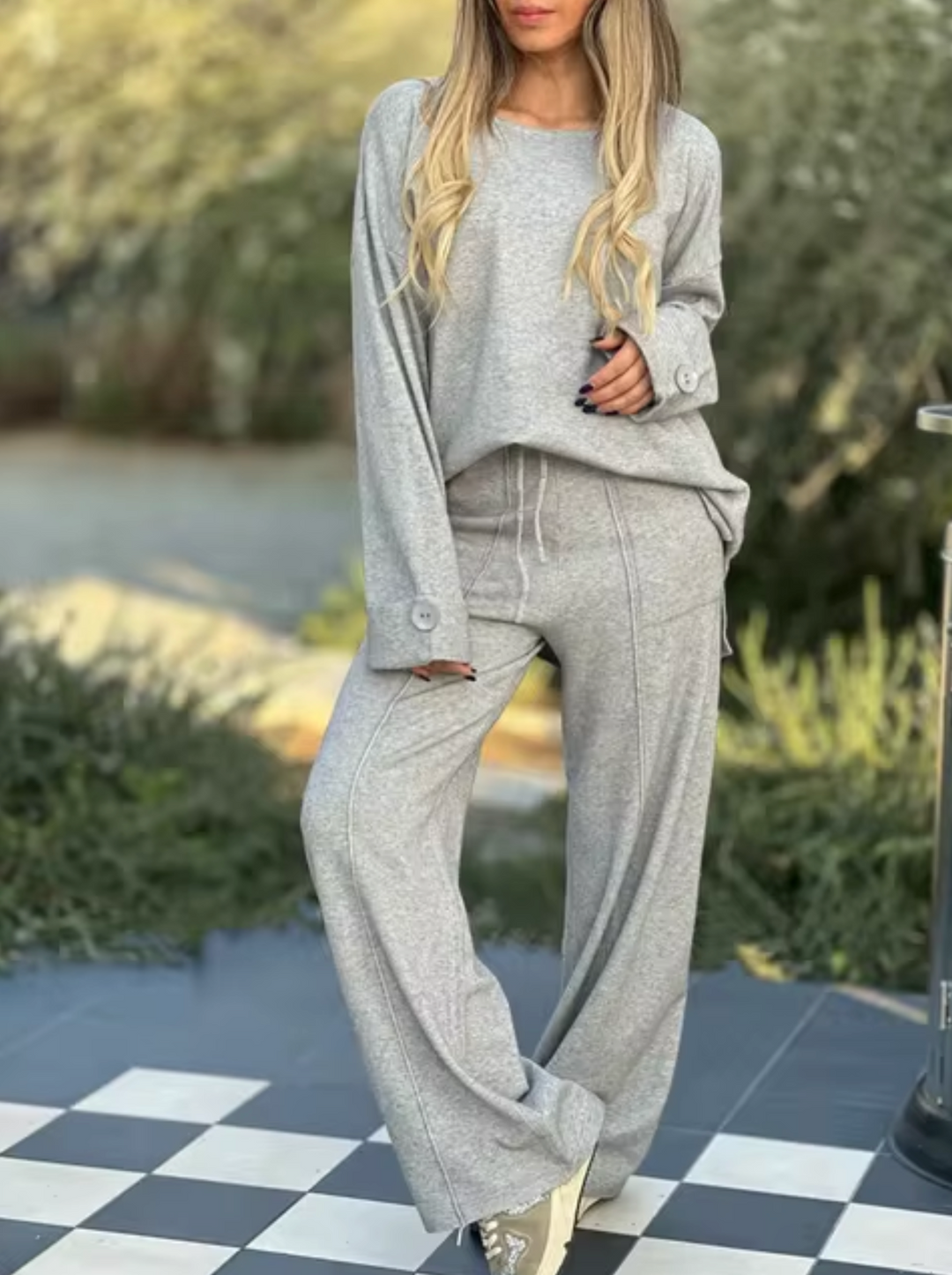 LAIDA - CONJUNTO DE LOUNGEWEAR DE PIERNA ANCHA