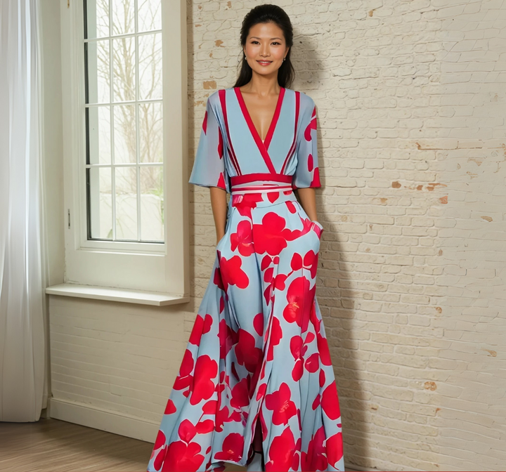 Evie - ¡Vestido Elegante con Estampado de Flores!