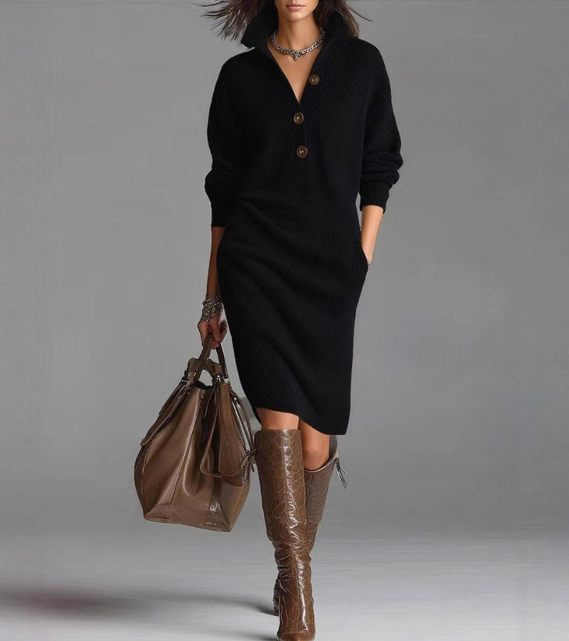 BELLE – VESTIDO DE PUNTO SUAVE CON BOTONES