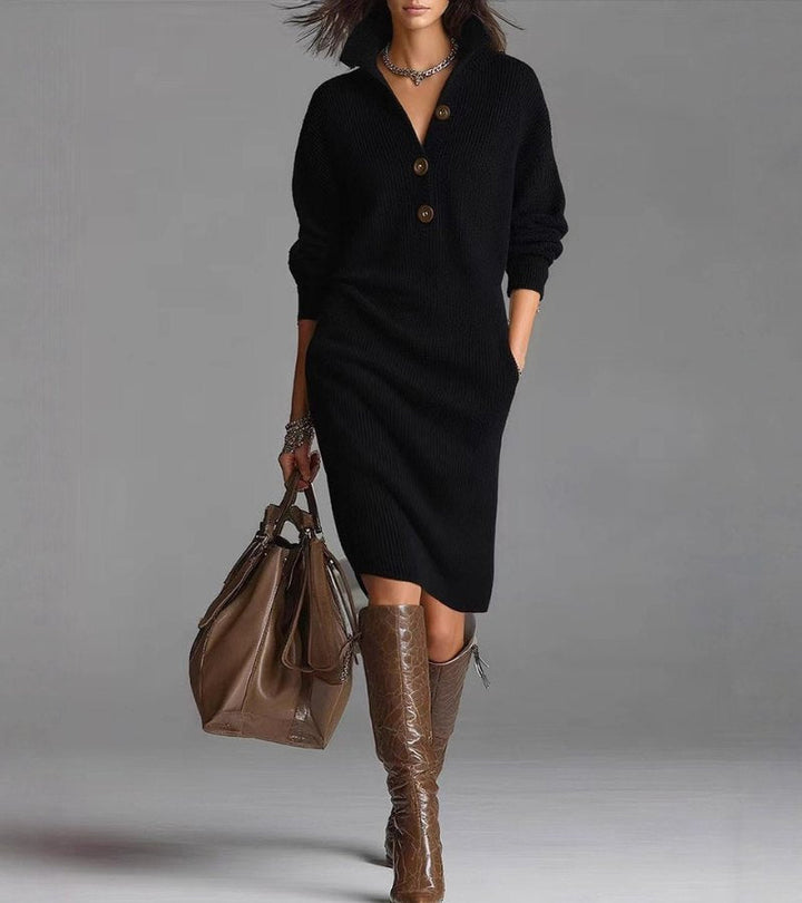 BELLE – VESTIDO DE PUNTO SUAVE CON BOTONES