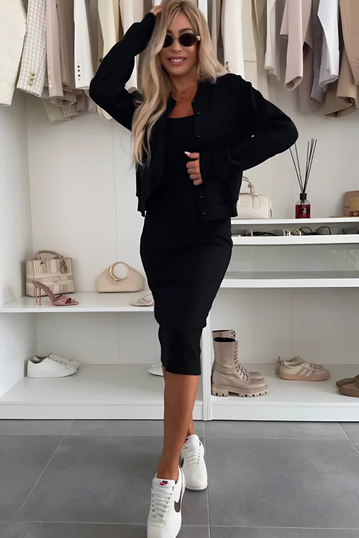 MARITONIE - VESTIDO MIDI CASUAL Y CUBREPIES DE PUNTO